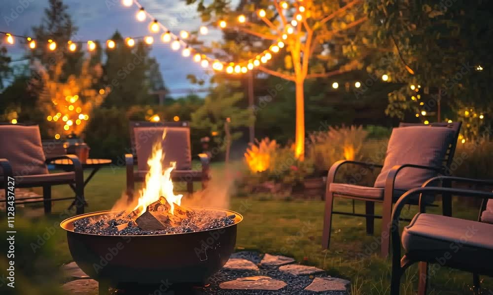 Evening Bonfire in a Cozy Backyard Setting Evening Bonfire in a Cozy Backyard Setting