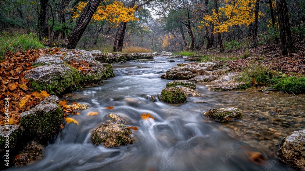 A serene woodland stream flowing over smooth rocks surrounded by moss-covered trees. The gentle sound of water blends with the peaceful rustle of leaves. The lush setting feels calming and restorative A serene woodland stream flowing over smooth rocks surrounded by moss-covered trees. The gentle sound of water blends with the peaceful rustle of leaves. The lush setting feels calming and restorative