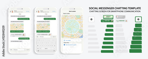 Modern Smartphone Messenger UI Template for Social Communication. Chat App for smart mobile phone. Vector Illustration