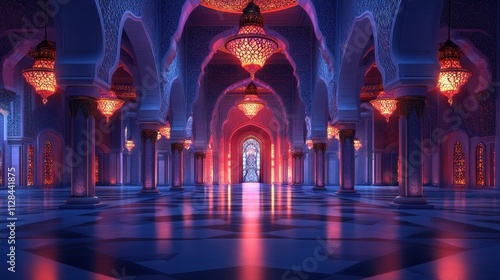 Magnificent Moroccan Palace - Opulent Archway Illumination