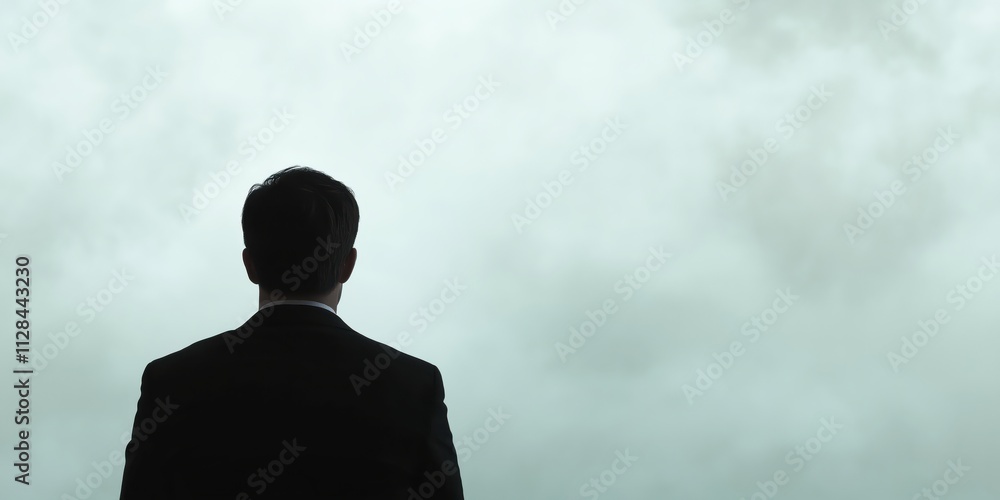 A businessman stands in a contemplative pose, looking towards a cloudy horizon, reflecting on aspirations, opportunities, and the path ahead in his career and life. A businessman stands in a contemplative pose, looking towards a cloudy horizon, reflecting on aspirations, opportunities, and the path ahead in his career and life.
