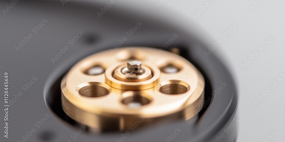 The image showcases a detailed close-up of a precision-engineered component, highlighting its intricate design, materials, and craftsmanship for technological advancements. The image showcases a detailed close-up of a precision-engineered component, highlighting its intricate design, materials, and craftsmanship for technological advancements.