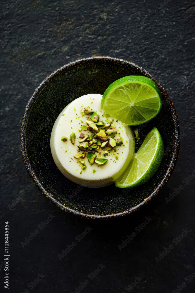 Decadent Pistachio Dessert with Zesty Lime Garnish in Elegant Bowl: A Culinary Delight for Food Enthusiasts Decadent Pistachio Dessert with Zesty Lime Garnish in Elegant Bowl: A Culinary Delight for Food Enthusiasts