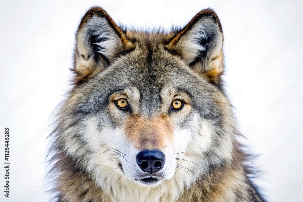 Canadian Wolf, White Background, High Depth of Field, Wildlife Photography, Animal Portrait, Isolated Wolf Image, Majestic Canadian Wolf Canadian Wolf, White Background, High Depth of Field, Wildlife Photography, Animal Portrait, Isolated Wolf Image, Majestic Canadian Wolf