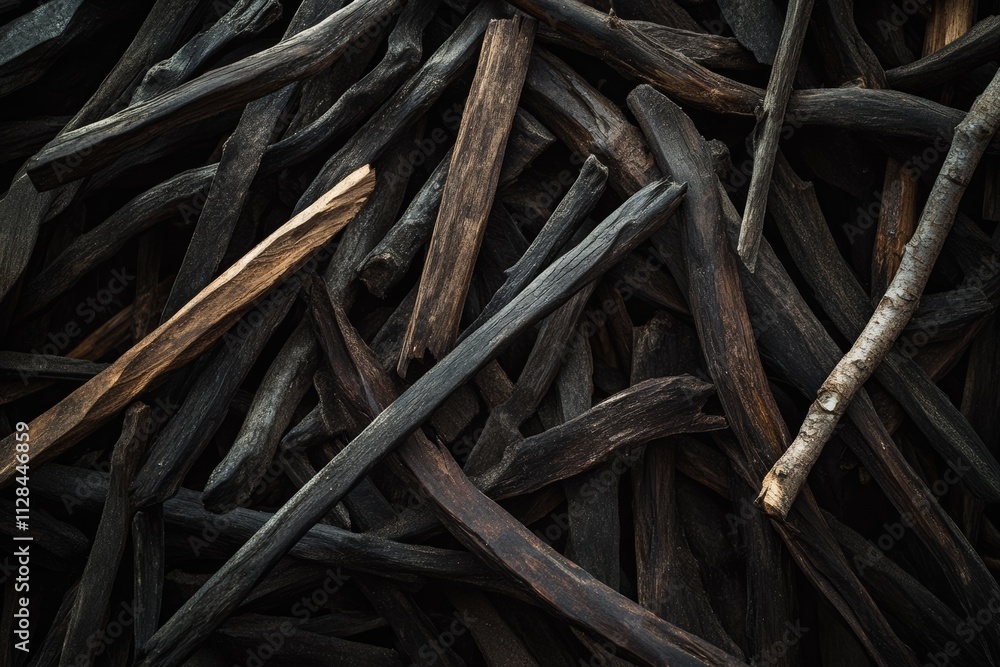 A pile of cut tree branches and wooden sticks, ready for use in the fireplace or to make firewood. A pile of cut tree branches and wooden sticks, ready for use in the fireplace or to make firewood.