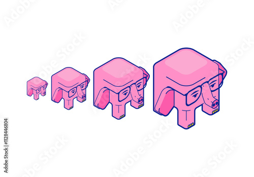 Elephant Family. Several elephants from big to small