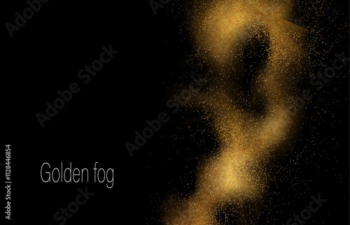 Isolated gorgeous glitter, gold mist on black design.