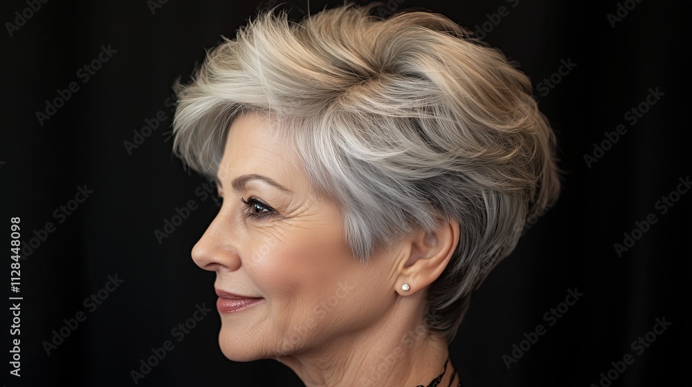 Shag haircut for an elderly woman with short hair Shag haircut for an elderly woman with short hair