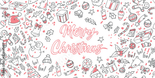 hand drawn doodle Christmas elements. vector background