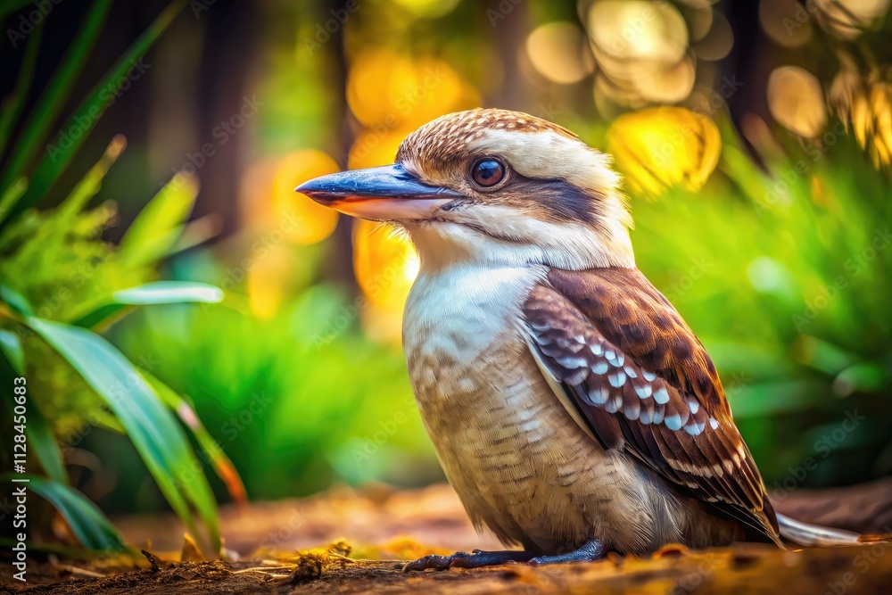 A forlorn kookaburra, alone on the zoo grounds, its melancholic gaze captured in a poignant wildlife photograph. A forlorn kookaburra, alone on the zoo grounds, its melancholic gaze captured in a poignant wildlife photograph.