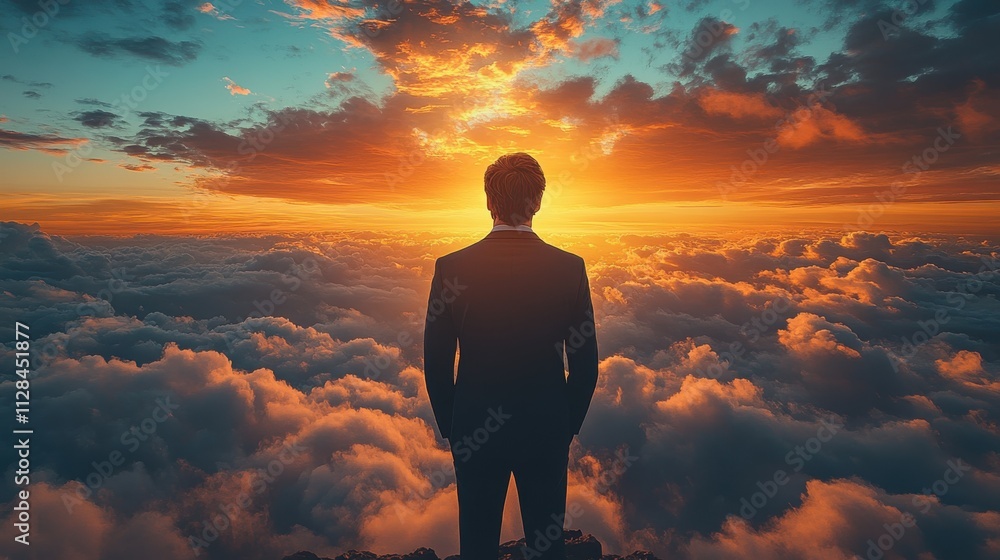 facing my faith conceptual image of a businessman looking at the dreamy sky facing my faith conceptual image of a businessman looking at the dreamy sky