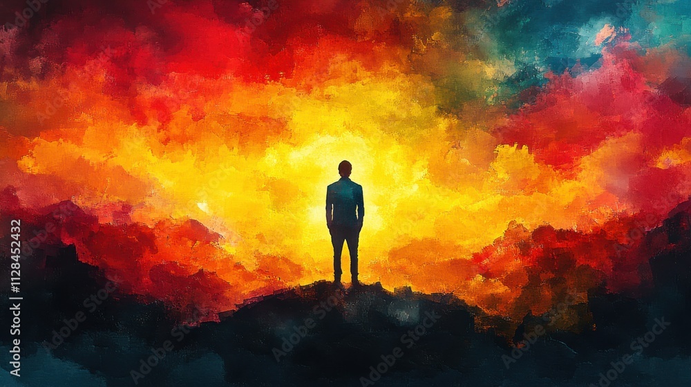 facing my faith silhouette of a man standing on a watercolor background facing my faith silhouette of a man standing on a watercolor background