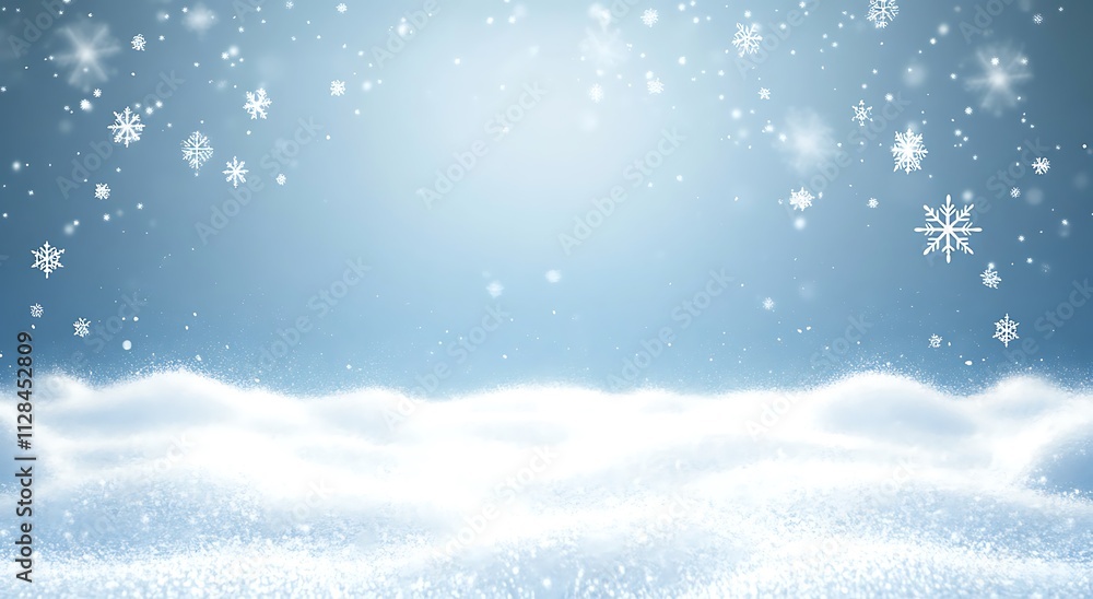 A blue winter background with falling snowflakes A blue winter background with falling snowflakes