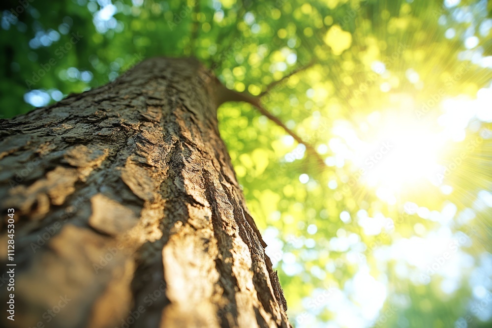 A close-up of the rough bark texture on an old tree, with sunlight filtering through the leaves in the background. A close-up of the rough bark texture on an old tree, with sunlight filtering through the leaves in the background.