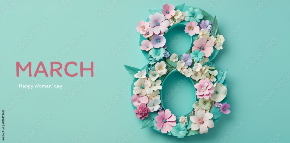 Illustration of number 8 and floral decoration for background and banner for 8th march women's day. Illustration of number 8 and floral decoration for background and banner for 8th march women's day.