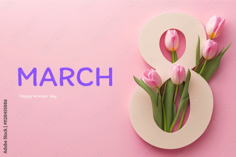 Illustration of number 8 and floral decoration for background and banner for 8th march women's day. Illustration of number 8 and floral decoration for background and banner for 8th march women's day.