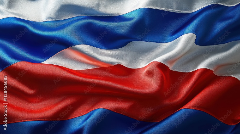 Fototapeta premium flag of russia close up of rippled satin flag