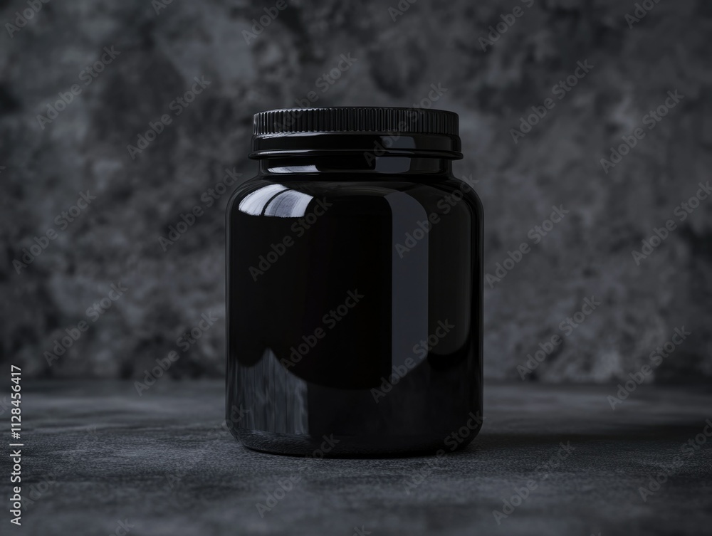 Sleek Black Glass Jar with Black Label Sleek Black Glass Jar with Black Label