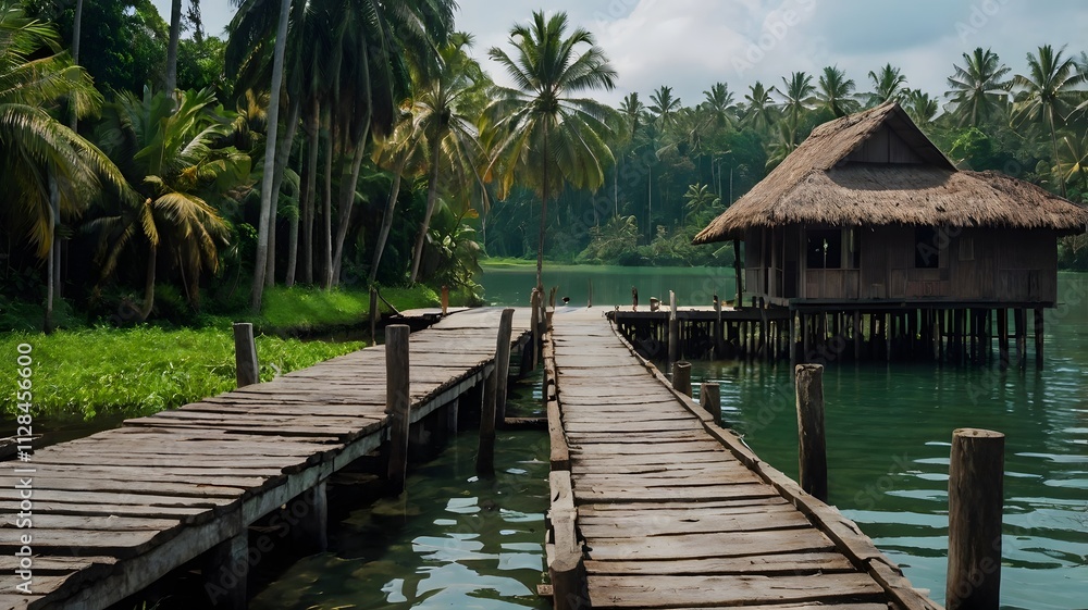 Obraz premium wooden bridge over the sea