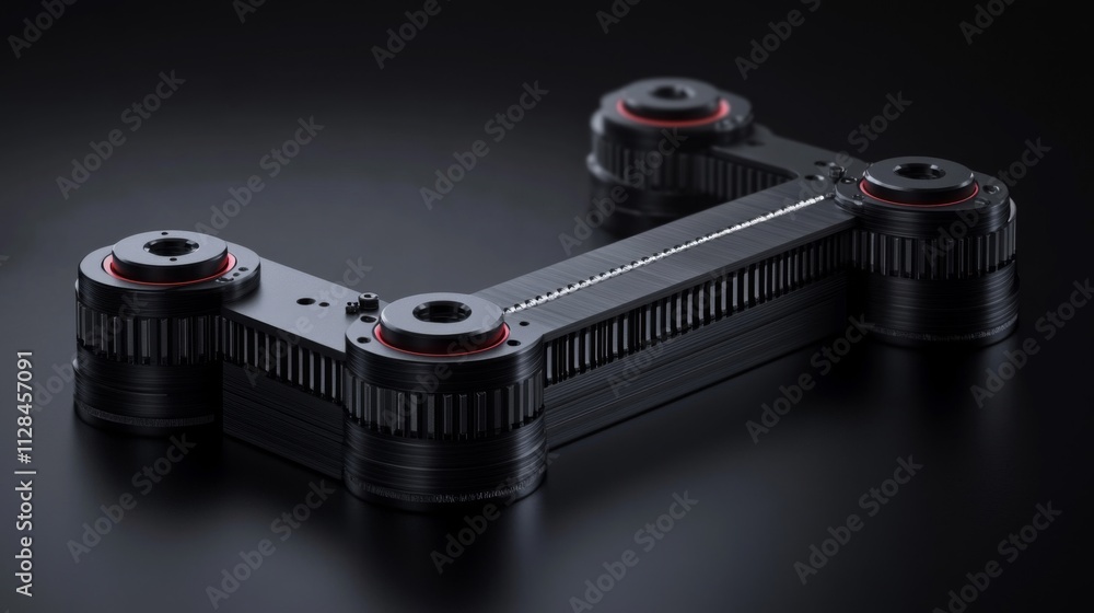Precision Engineered Black Gear System Component Precision Engineered Black Gear System Component