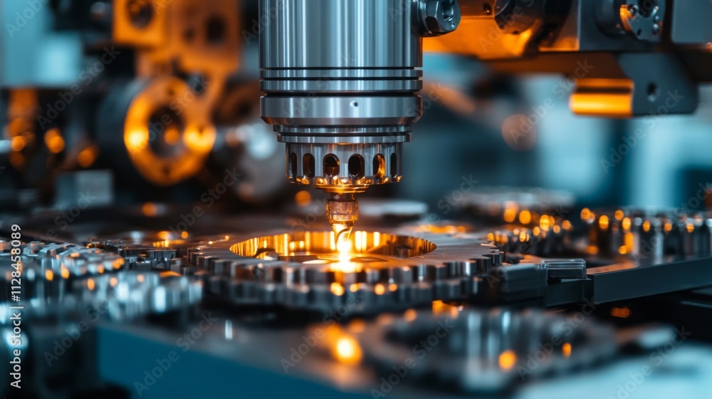 Industrial Machine Precisely Manufacturing Metal Gears Industrial Machine Precisely Manufacturing Metal Gears