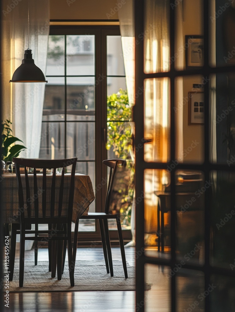 Obraz premium Modern Dining Room with Large Windows