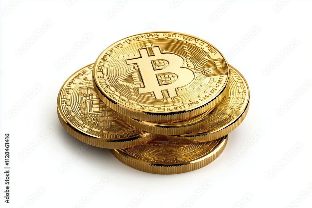 Golden Bitcoin Coin on a White Background Golden Bitcoin Coin on a White Background
