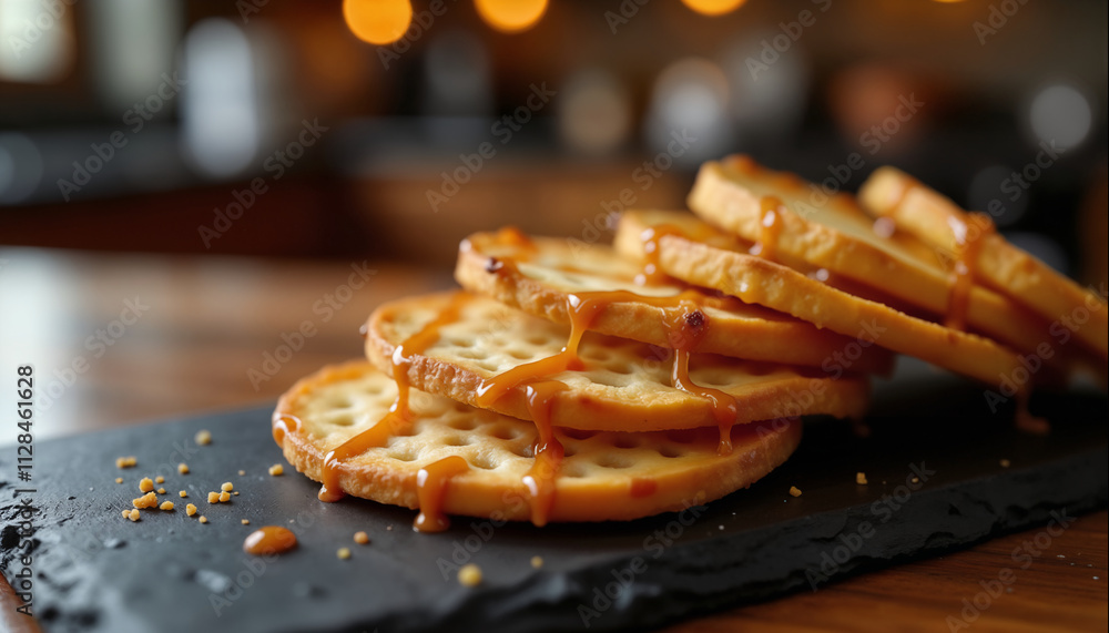 wallpapers A stack of golden waffles drizzled with rich caramel on a black slate plate. Perfect for brunch or dessert. AI generated. wallpapers A stack of golden waffles drizzled with rich caramel on a black slate plate. Perfect for brunch or dessert. AI generated.