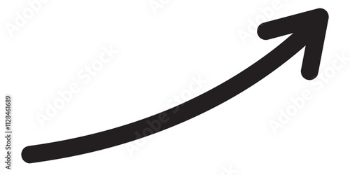 wavy curved Long arrow icon. long line arrow vector. flat style Arrow symbol. 