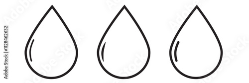 set of water drop icons vector on white background.