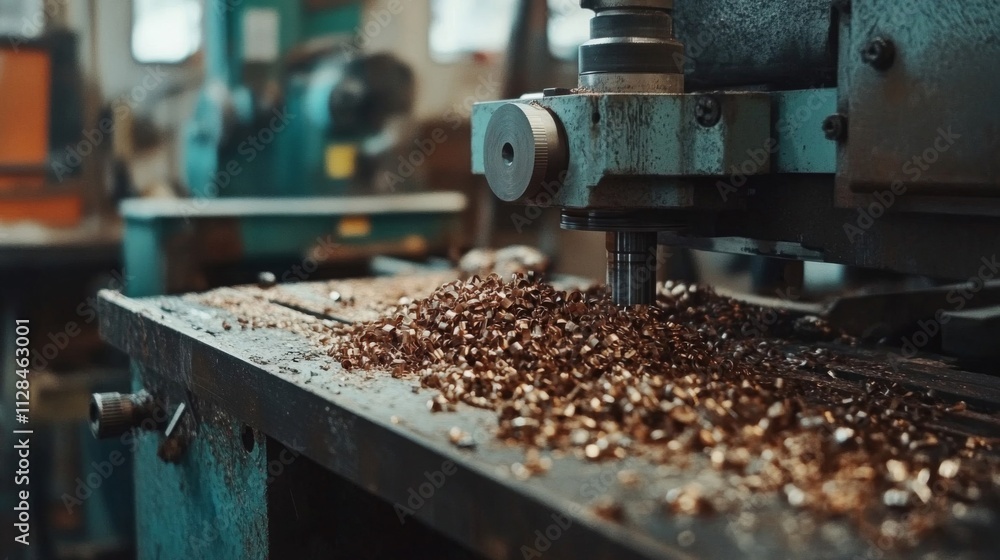 Metal Milling Machine In Operation Producing Metal Shavings Metal Milling Machine In Operation Producing Metal Shavings