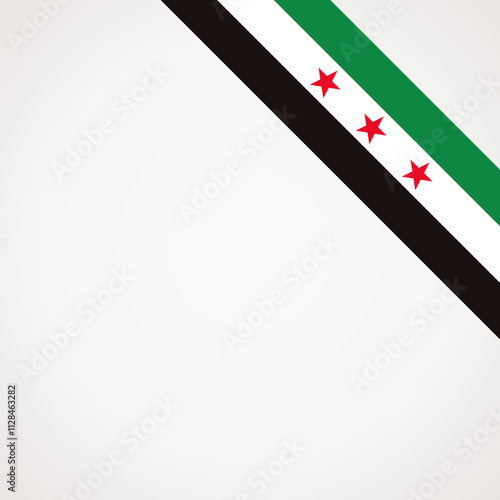 Corner slanted ribbon independence flag of Syria for a top right area of a page.