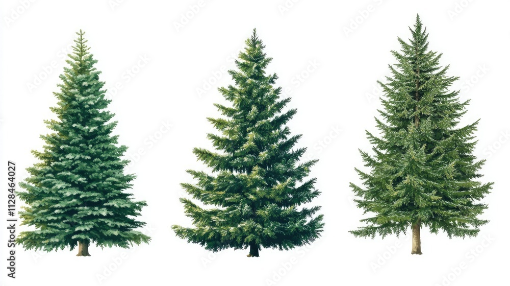 Three Pine Trees in a Row, Set of Three Three Pine Trees in a Row, Set of Three