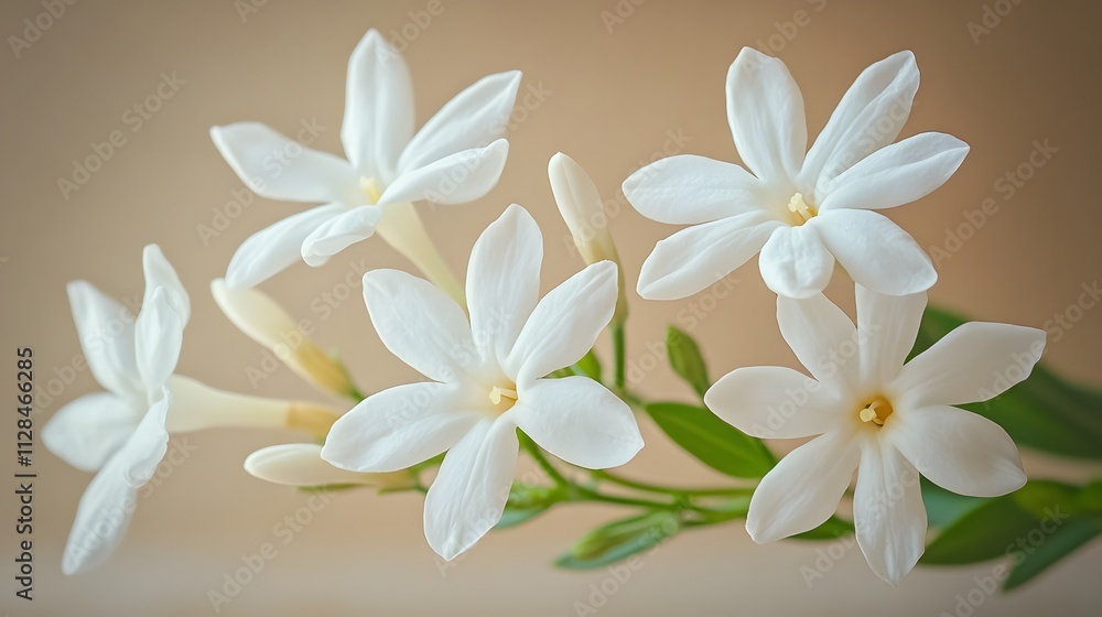 Fototapeta premium jasmine white flowers, delicate dreamy sunset atmosphere 