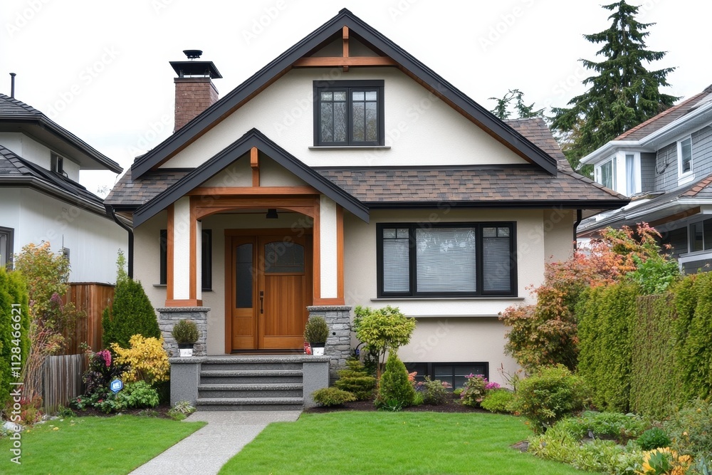 A charming house with a landscaped garden and welcoming entrance. A charming house with a landscaped garden and welcoming entrance.