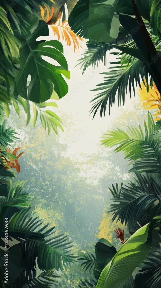Tropical Jungle Lush Foliage Painting Tropical Jungle Lush Foliage Painting