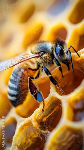Beautiful colorful summer spring natural flower background. Bees working on a bright sunny day with beautiful bokeh	
