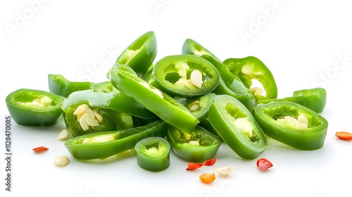 Chopped Green Chilli isolated in white background