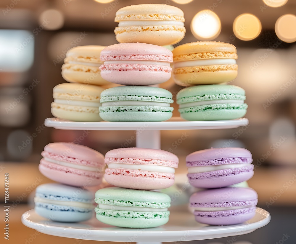 パステルカラーのエレガントなマカロンタワー | Elegant Tower of Pastel-Colored Macarons パステルカラーのエレガントなマカロンタワー | Elegant Tower of Pastel-Colored Macarons