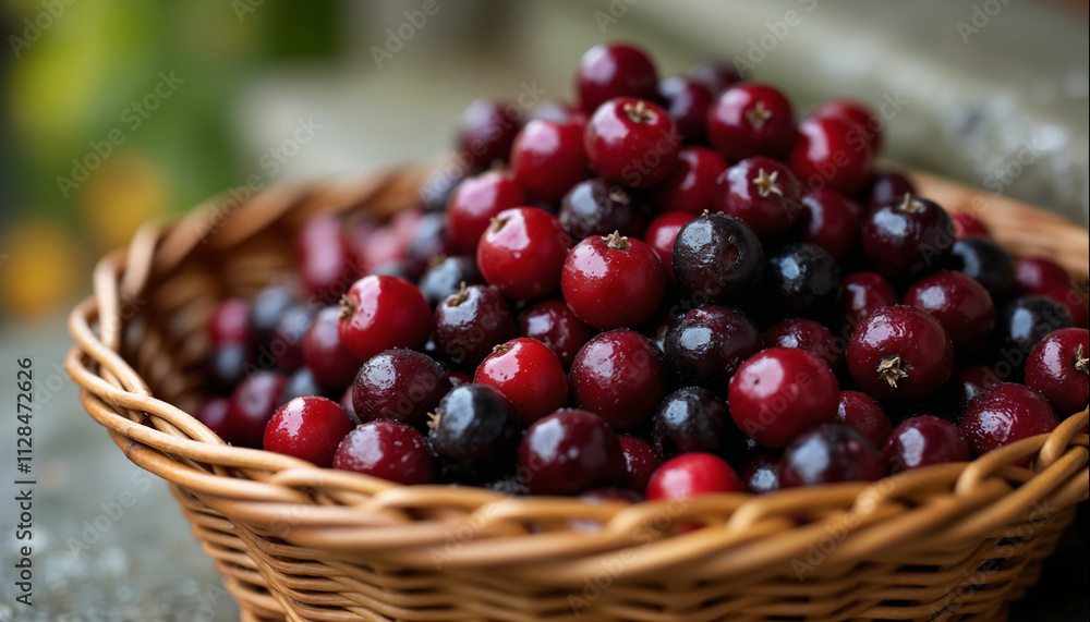 wallpapers A vibrant basket filled with an assortment of ripe berries, showcasing their rich colors. A picturesque representation of nature's bounty. AI generated wallpapers A vibrant basket filled with an assortment of ripe berries, showcasing their rich colors. A picturesque representation of nature's bounty. AI generated