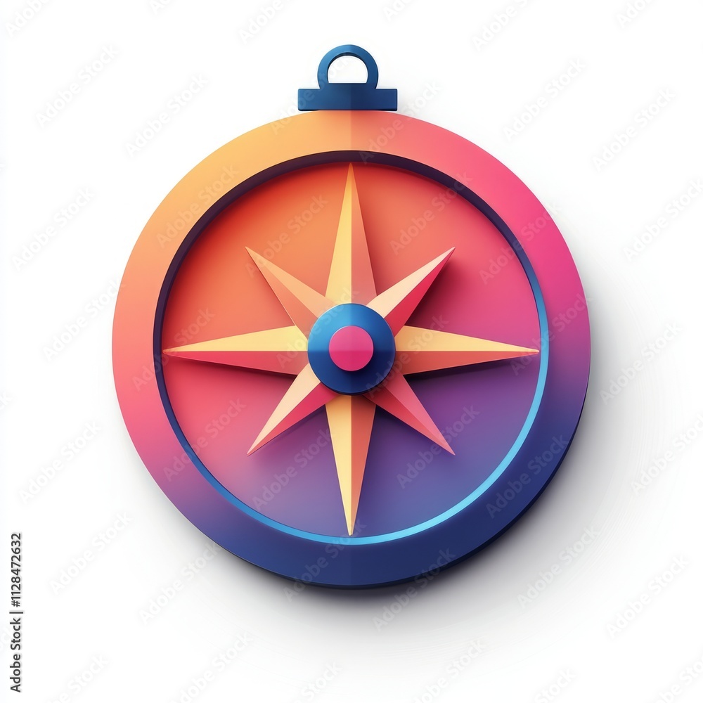Colorful 3D Compass Graphic Design Colorful 3D Compass Graphic Design