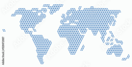 Triangle shape world map on white background.