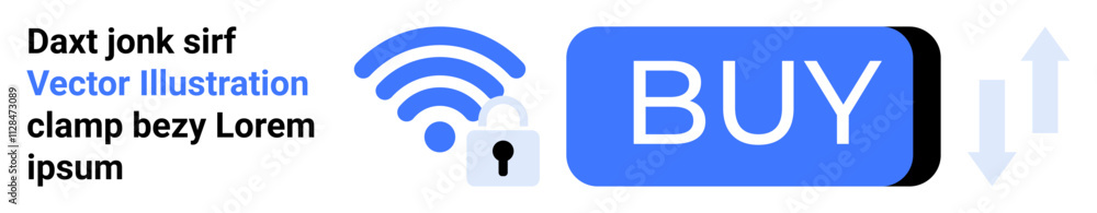 wireless signal, lock icon, and buy button. Ideal for e-commerce, online payment, security, retail, digital purchases, web design, user interface. Landing page wireless signal, lock icon, and buy button. Ideal for e-commerce, online payment, security, retail, digital purchases, web design, user interface. Landing page