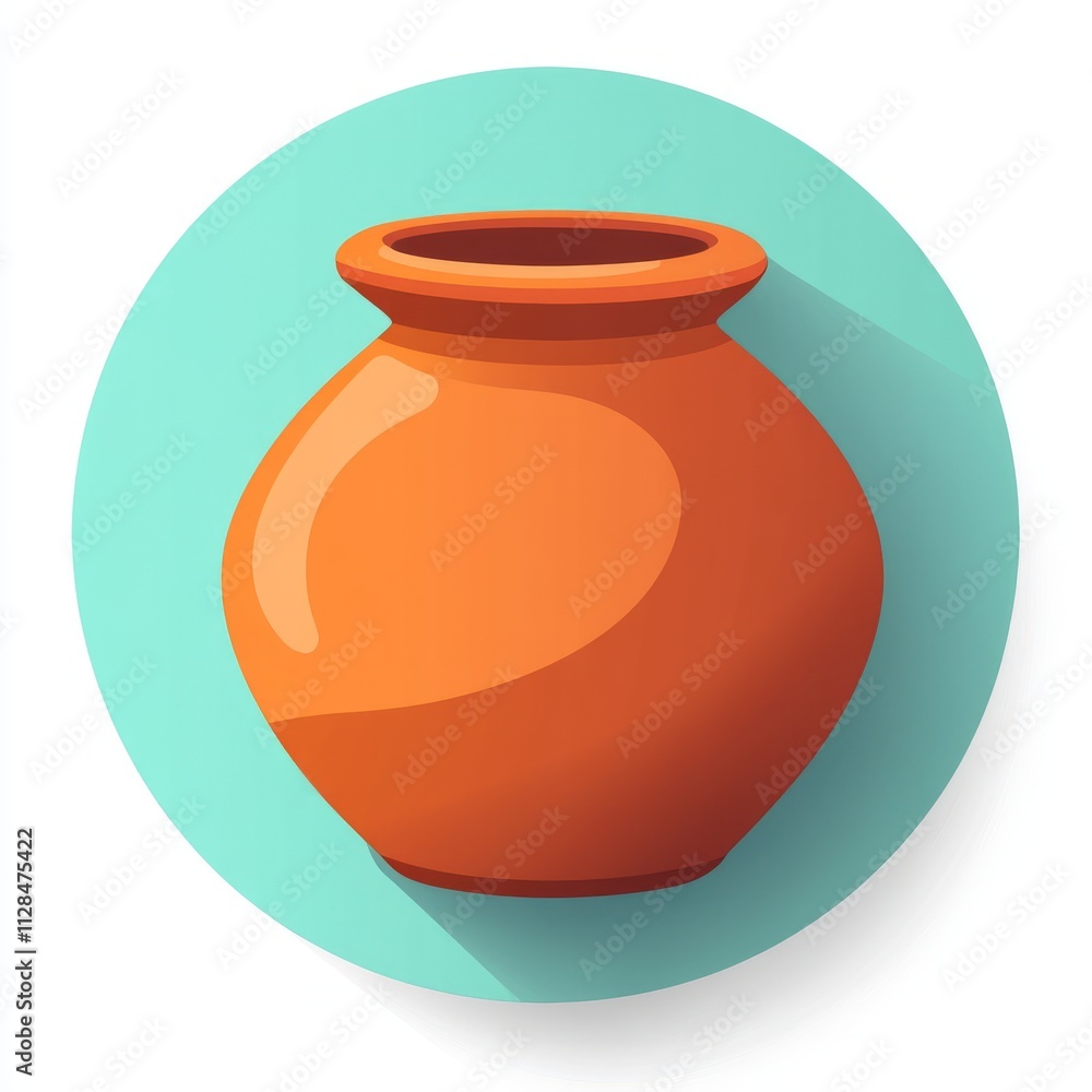 Ornate Terracotta Pot Illustration