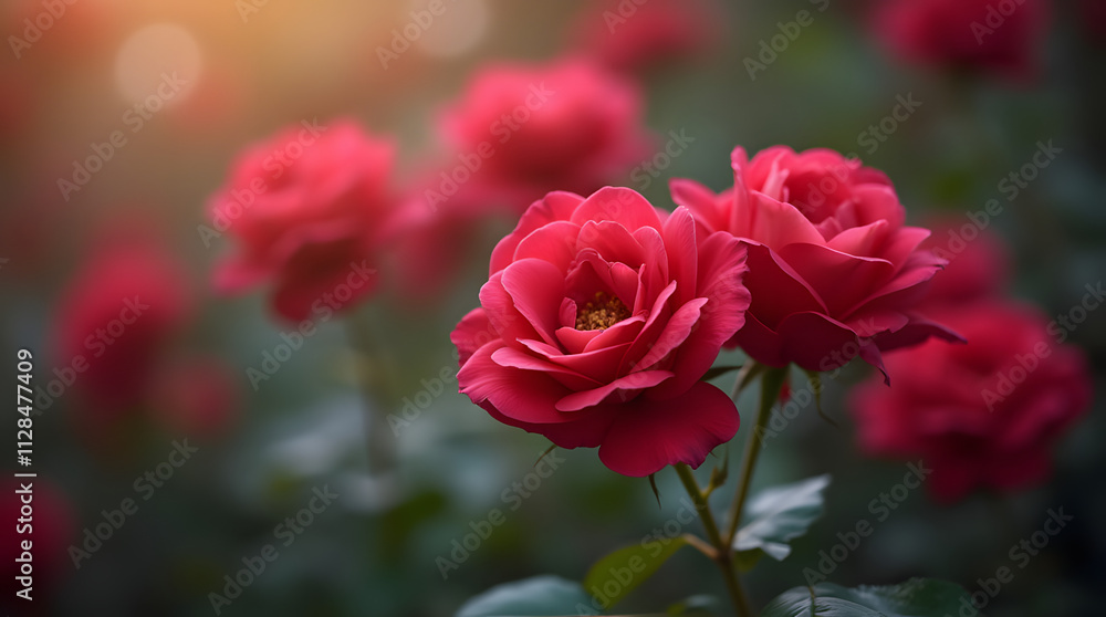 A stunning rose bush with a soft, blurred background. Enigmatic and magical flower. A luxurious and romantic backdrop. A sophisticated symbol of love and passion, perfect for Women's Day, Valentine's A stunning rose bush with a soft, blurred background. Enigmatic and magical flower. A luxurious and romantic backdrop. A sophisticated symbol of love and passion, perfect for Women's Day, Valentine's