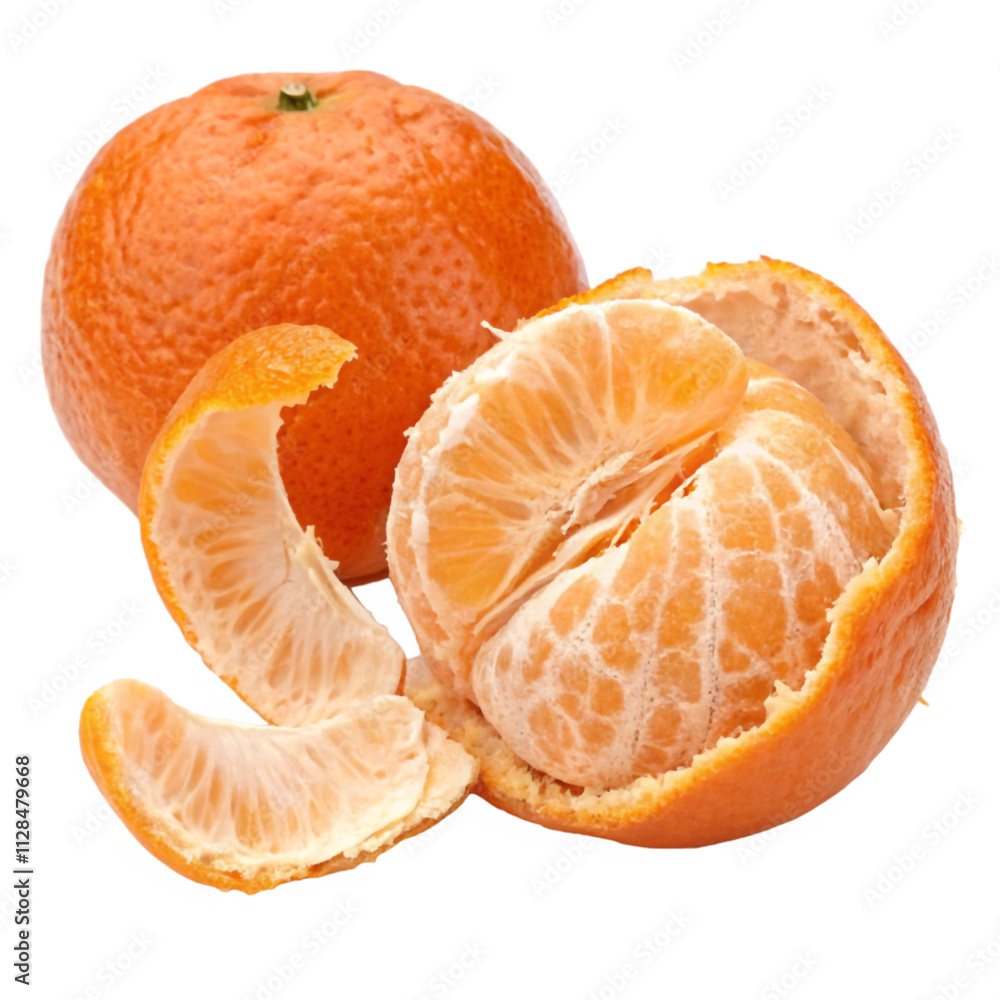 An orange peeled isolated in a transparent background An orange peeled isolated in a transparent background