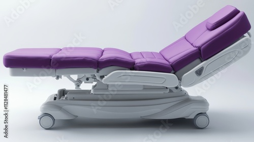 isolated purple medical bed against a white backgroun