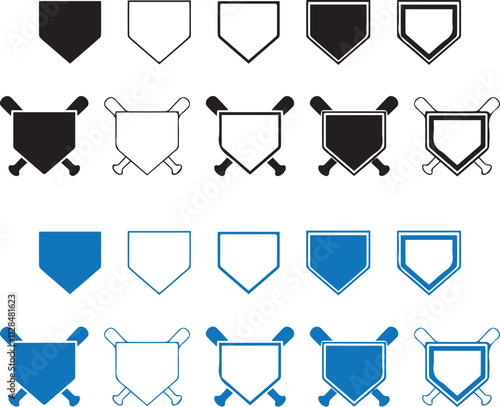baseball icon set Baseball Home Plate Vector Icon. Crossed baseball. Vector Template Design. Silhouette. Playing. Home base. Sport. Sports ball set. Isolated sports ball on white background