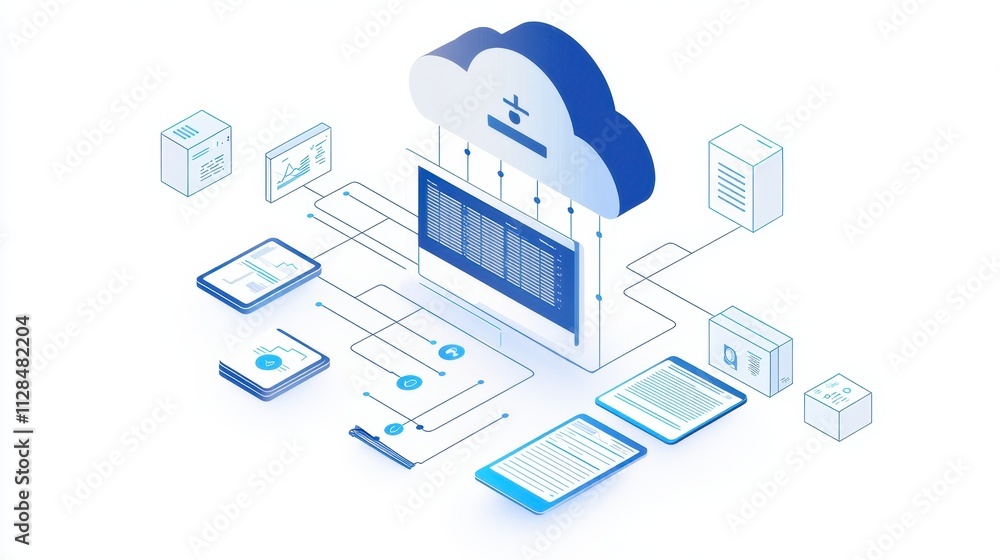 Obraz premium Advanced Cloud-Based Healthcare Management System Concept with Data Integration and Visualization