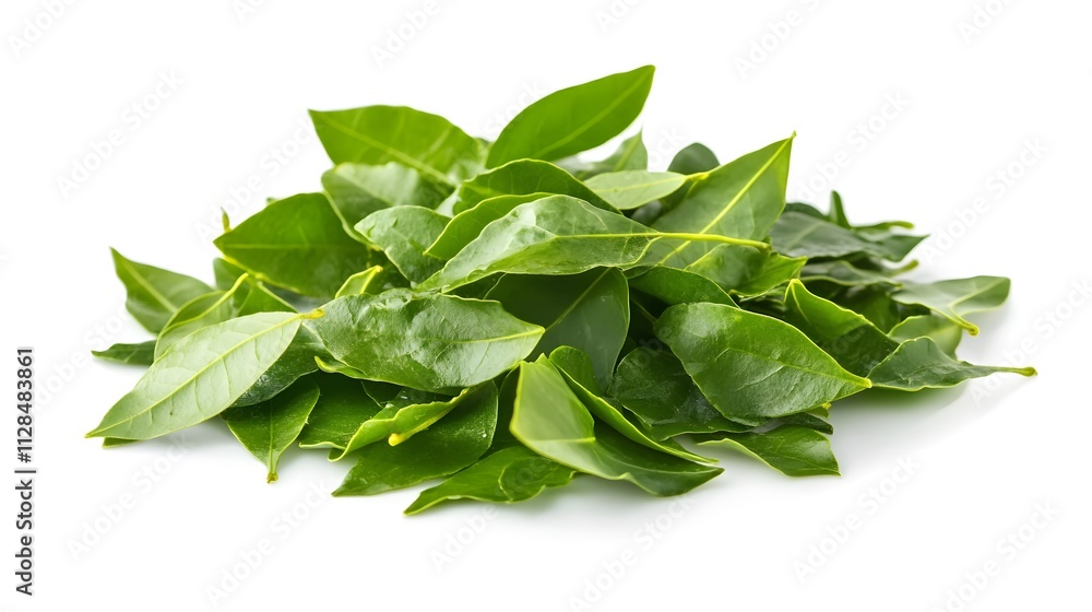 Chopped Curry Leaf isolated in white background Chopped Curry Leaf isolated in white background